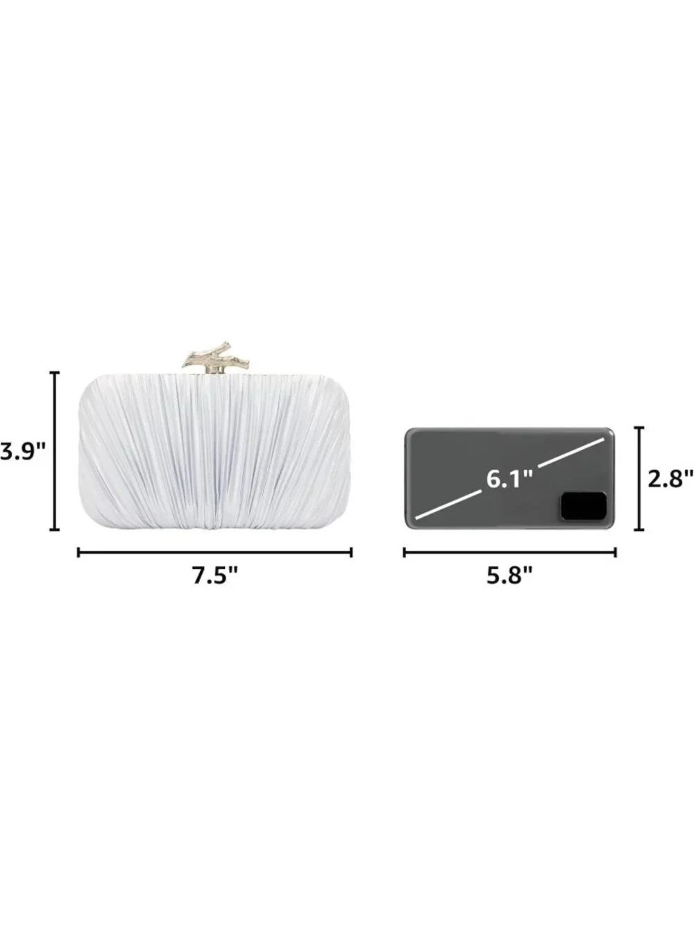 👜 Women's Silver Evening Bag Pleated Clutch Bag with Chain for Wedding Party